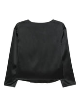 Emporio Armani Silk Satin Three-Quarter Sleeve Blouse Black