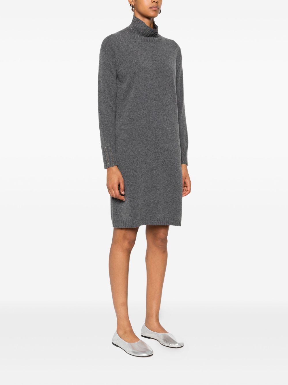 Fabiana Filippi Short Wool and Silk-Blend Dress Grey grey