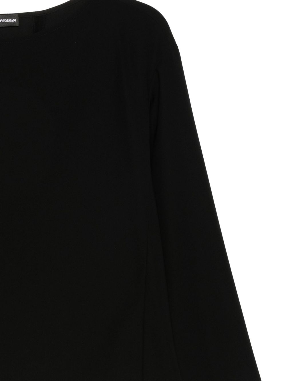 Emporio Armani Cropped Black Boat-Neck Top With Three-Quarter Sleeves Black