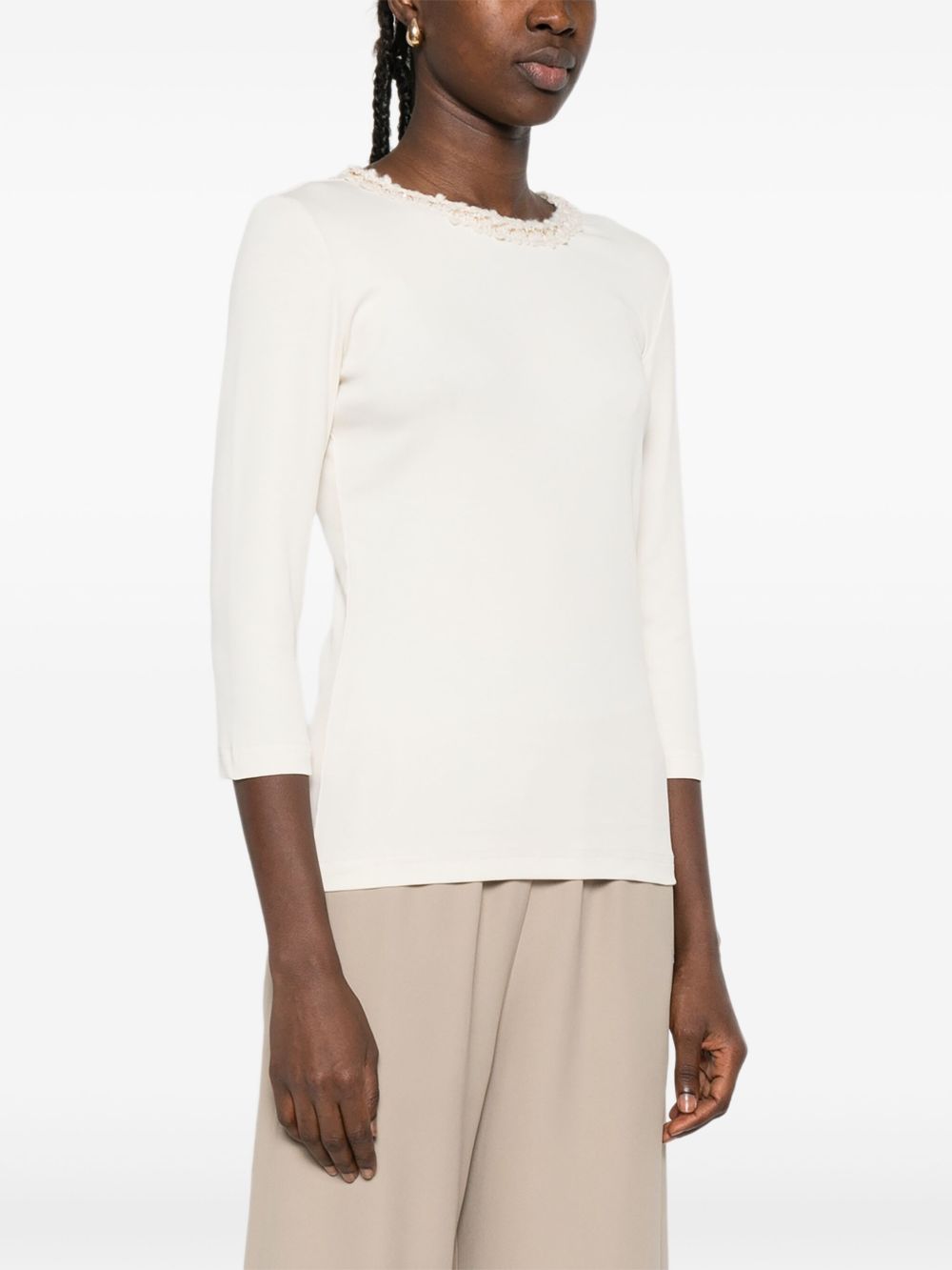 Fabiana Filippi White Silk-Blend Crewneck Sweater White