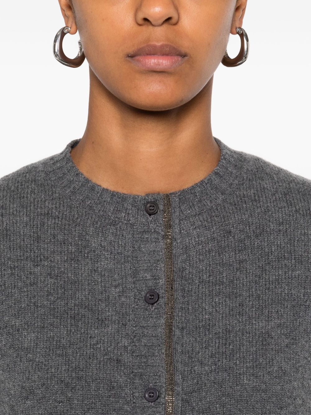 Fabiana Filippi Grey Wool-Blend Silk cardigan Grey