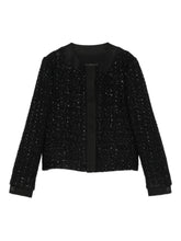 Emporio Armani Cropped Tweed Wool-Blend Blazer Black Black