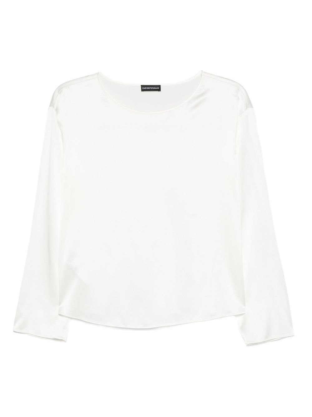 Emporio Armani Silk-Blend Long-Sleeve Top White White
