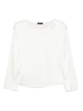 Emporio Armani Silk-Blend Long-Sleeve Top White White