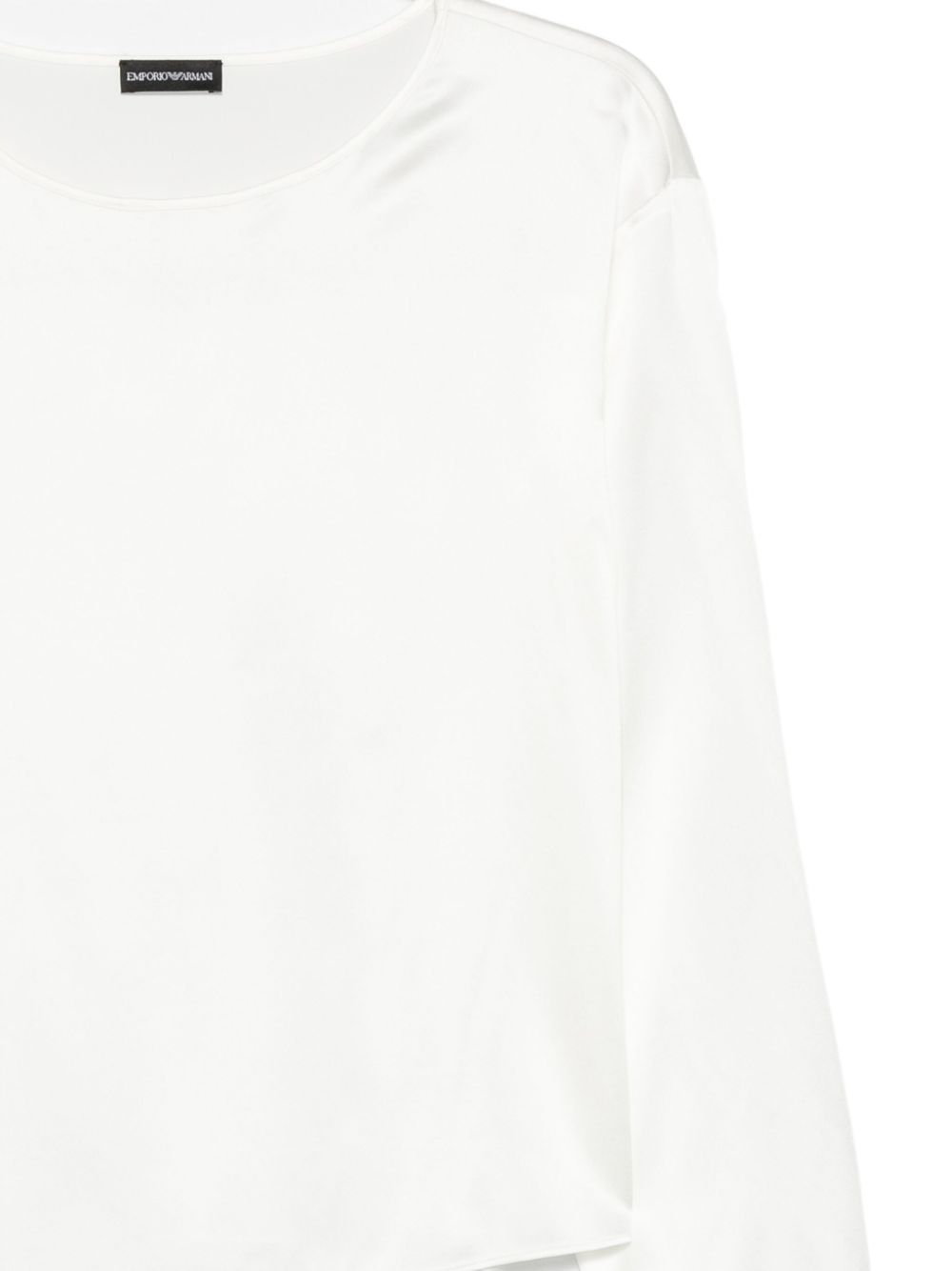 Emporio Armani Silk-Blend Long-Sleeve Top White White
