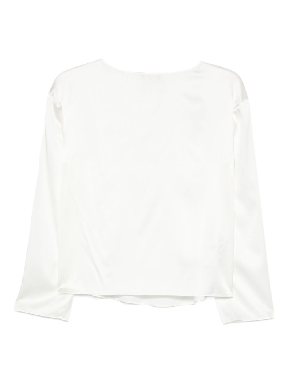 Emporio Armani Silk-Blend Long-Sleeve Top White White