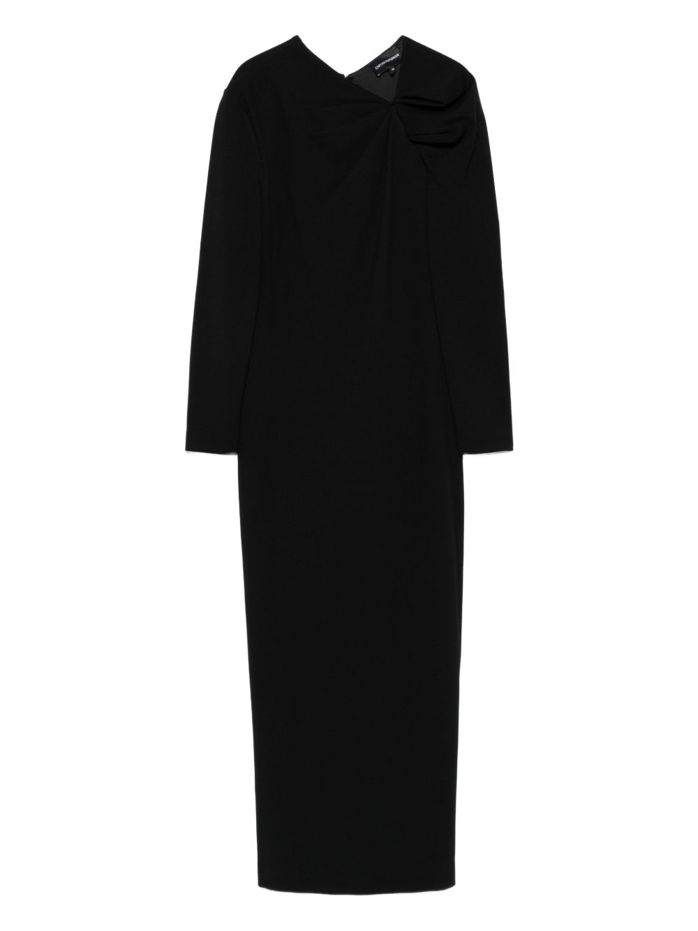 Emporio Armani Bow-Detail Asymmetric Midi Dress Black Black