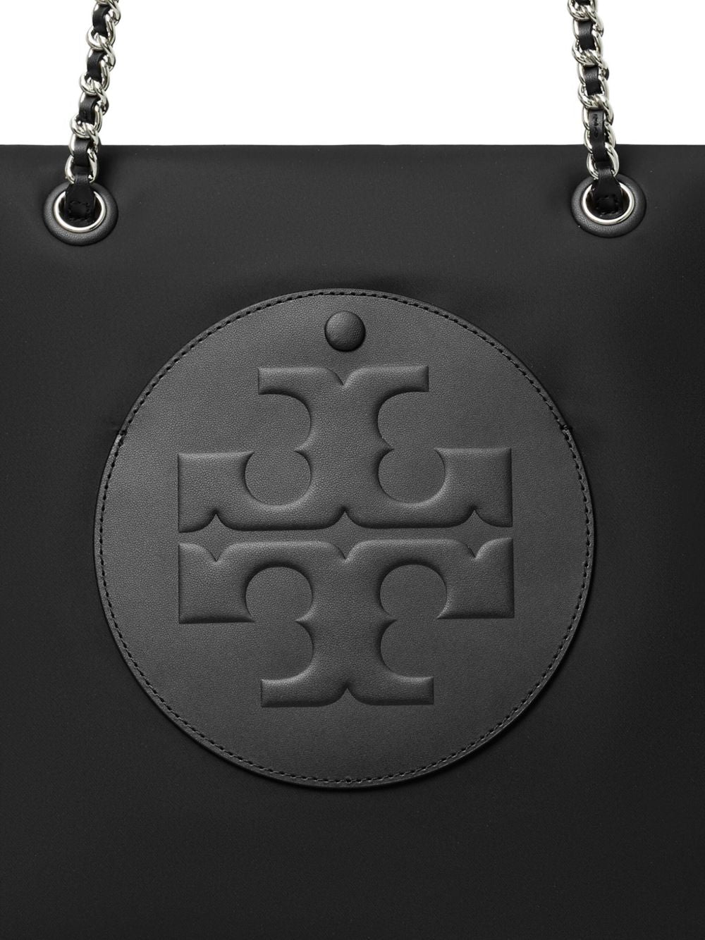 Tory Burch Ella Nylon Shopper Bag with Circular Logo in Black
