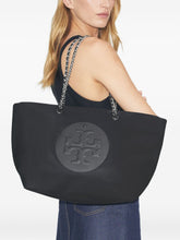 Tory Burch Ella Nylon Shopper Bag with Circular Logo in Black