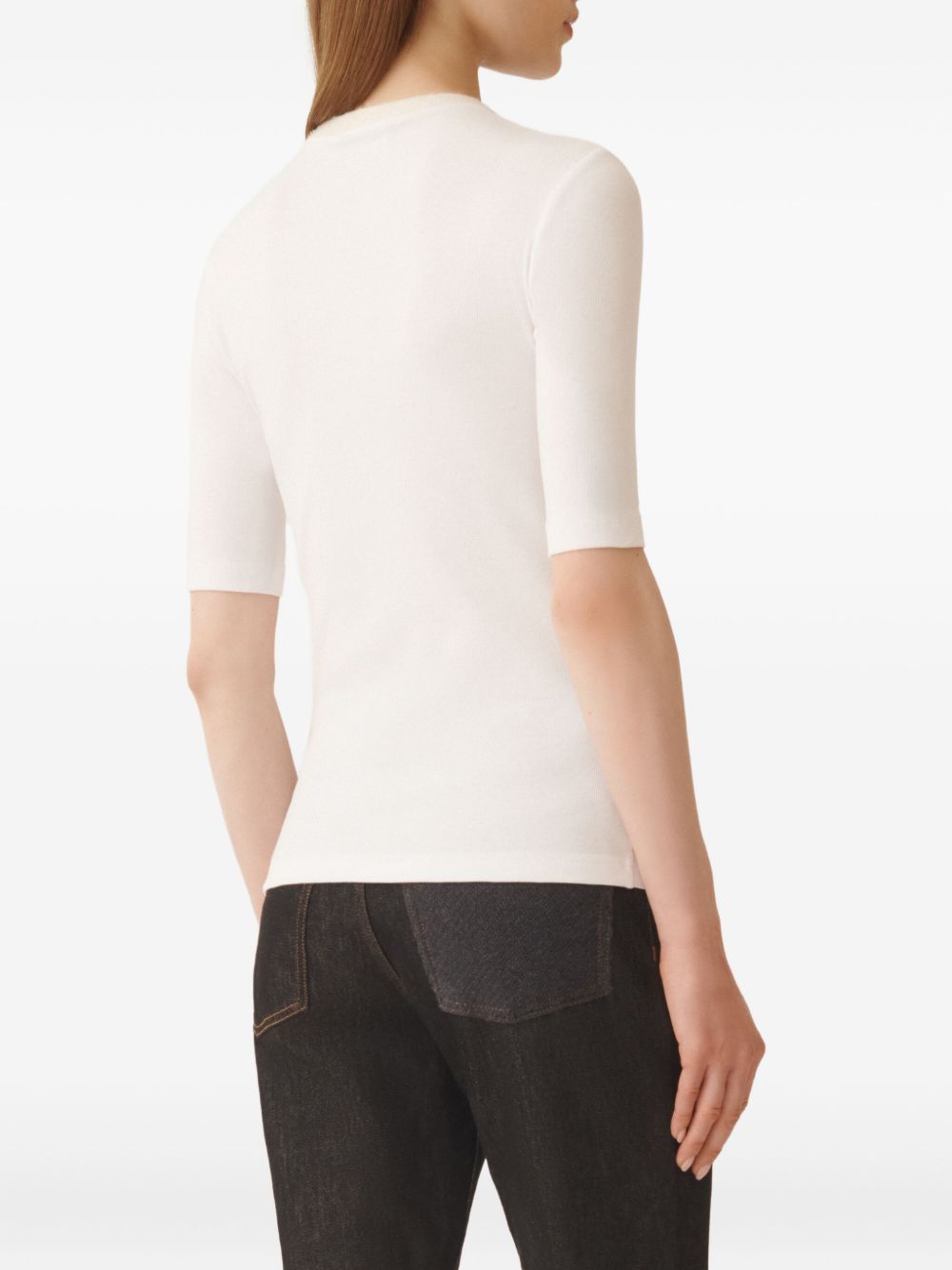 Fabiana Filippi Ribbed Cotton Short Sleeve Top White White