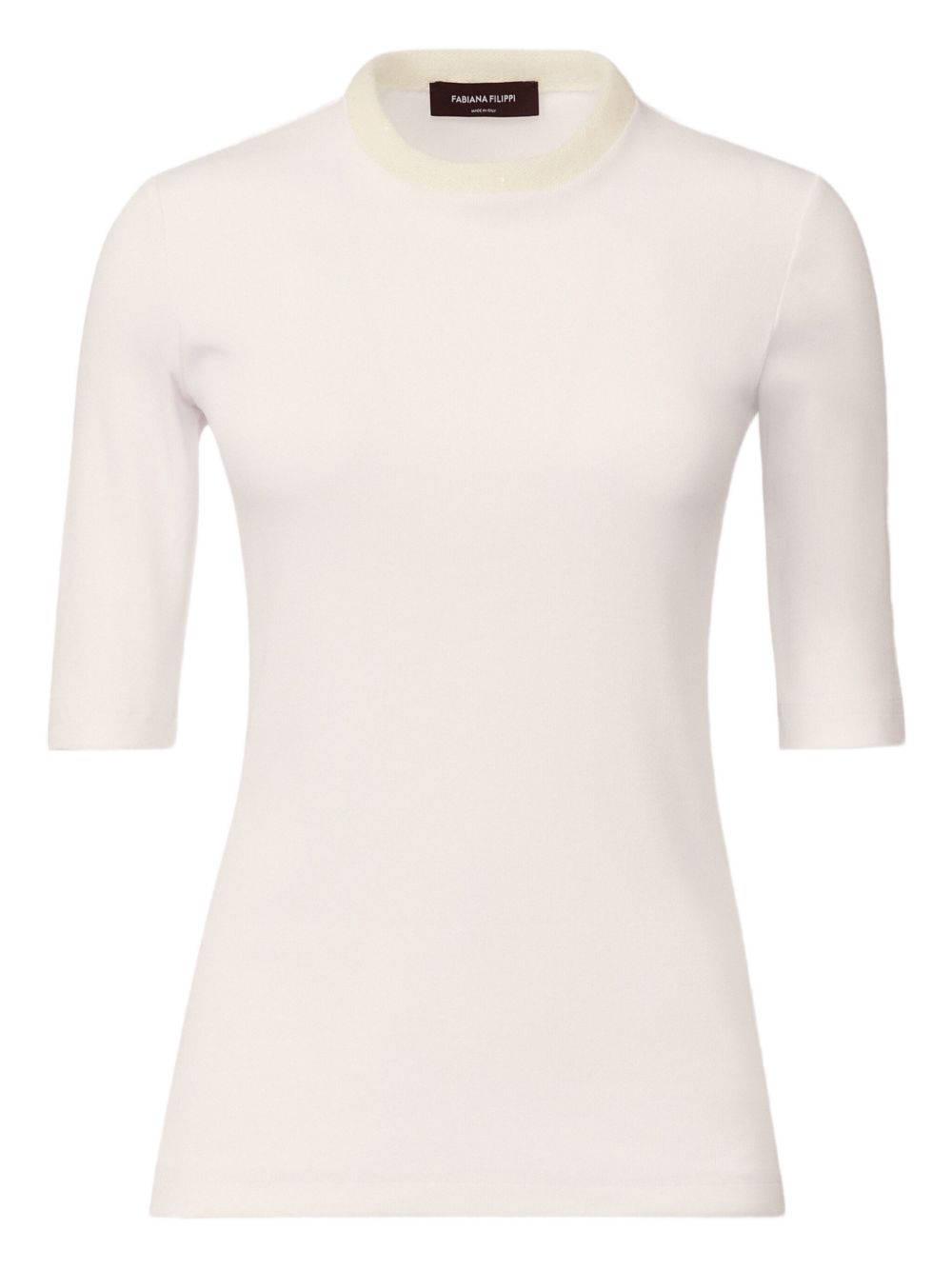 Fabiana Filippi Ribbed Cotton Short Sleeve Top White White