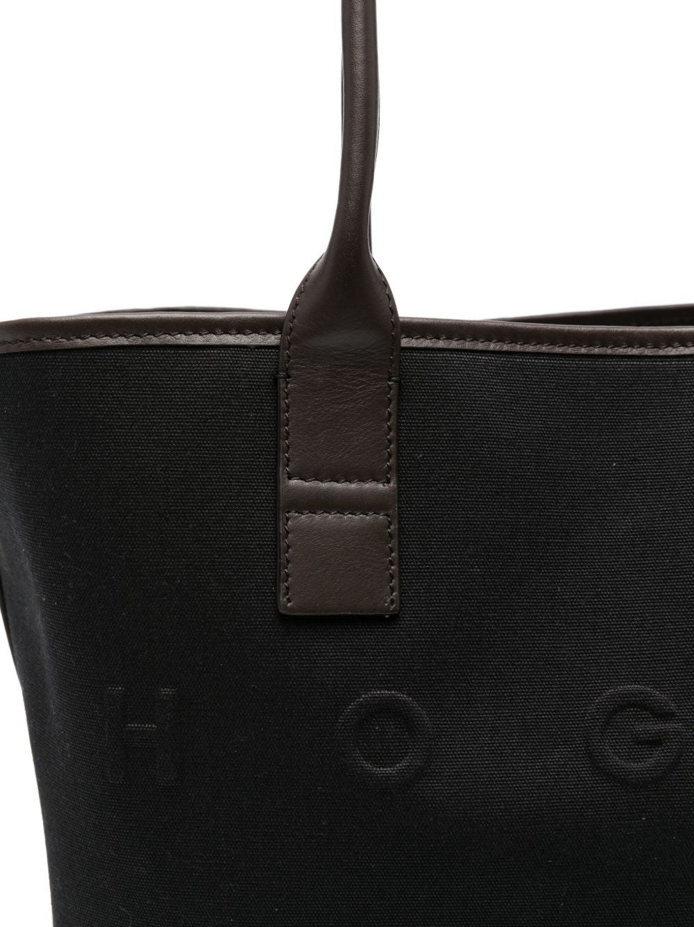 Hogan Pre Pre Script Small Black Leather-Trimmed Tote Bag Black