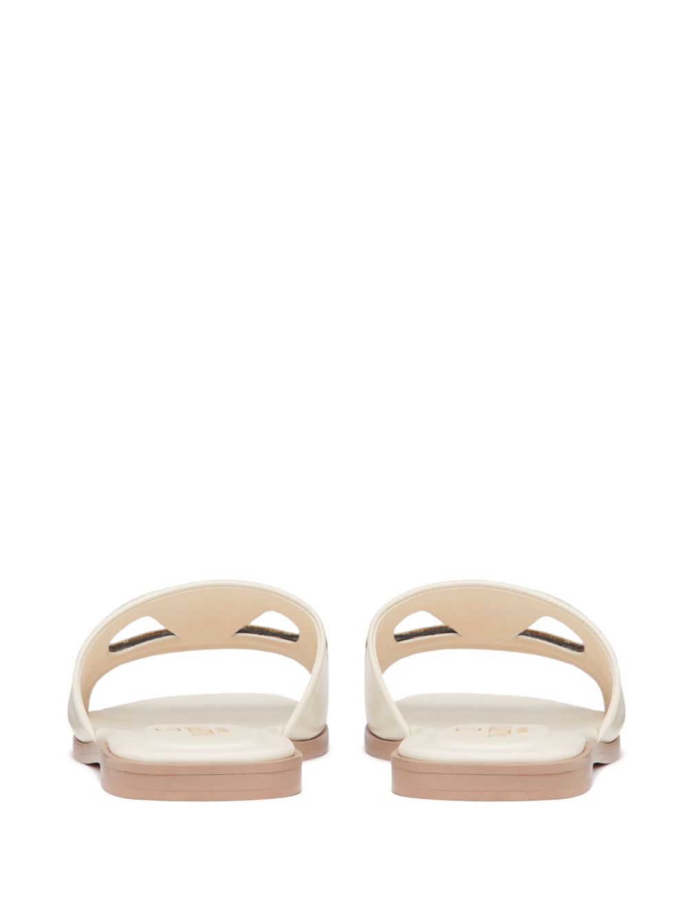 Valentino Garavani VLogo Signature Square-Toe Leather Sandals Ivory