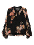 Zimmermann Floral-Print Ruffled Long-Sleeve Shirt Black