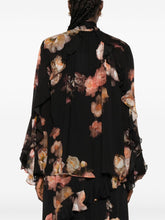Zimmermann Floral-Print Ruffled Long-Sleeve Shirt Black