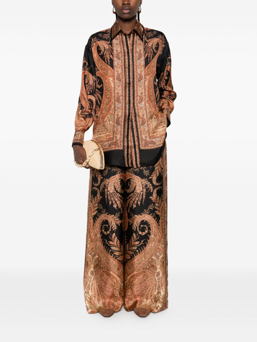 Zimmermann Paisley Silk Drawstring Trousers Black
