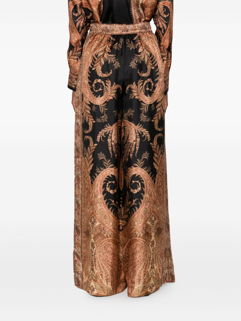 Zimmermann Paisley Silk Drawstring Trousers Black