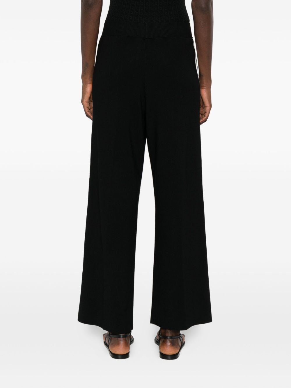Elisabetta Franchi Wide-Leg Knitted Tricot Trousers Black