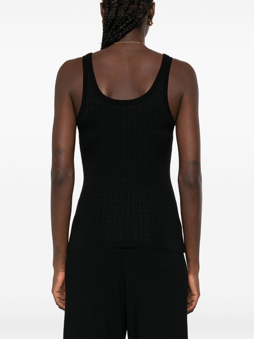 Elisabetta Franchi Wool Blend Sleeveless Tank Top Black
