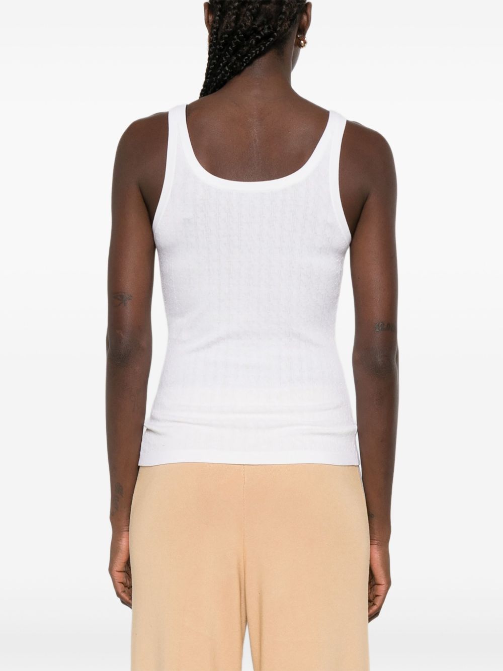 Elisabetta Franchi Wool Blend Sleeveless Scoop Neck Tank Top Ivory ivory