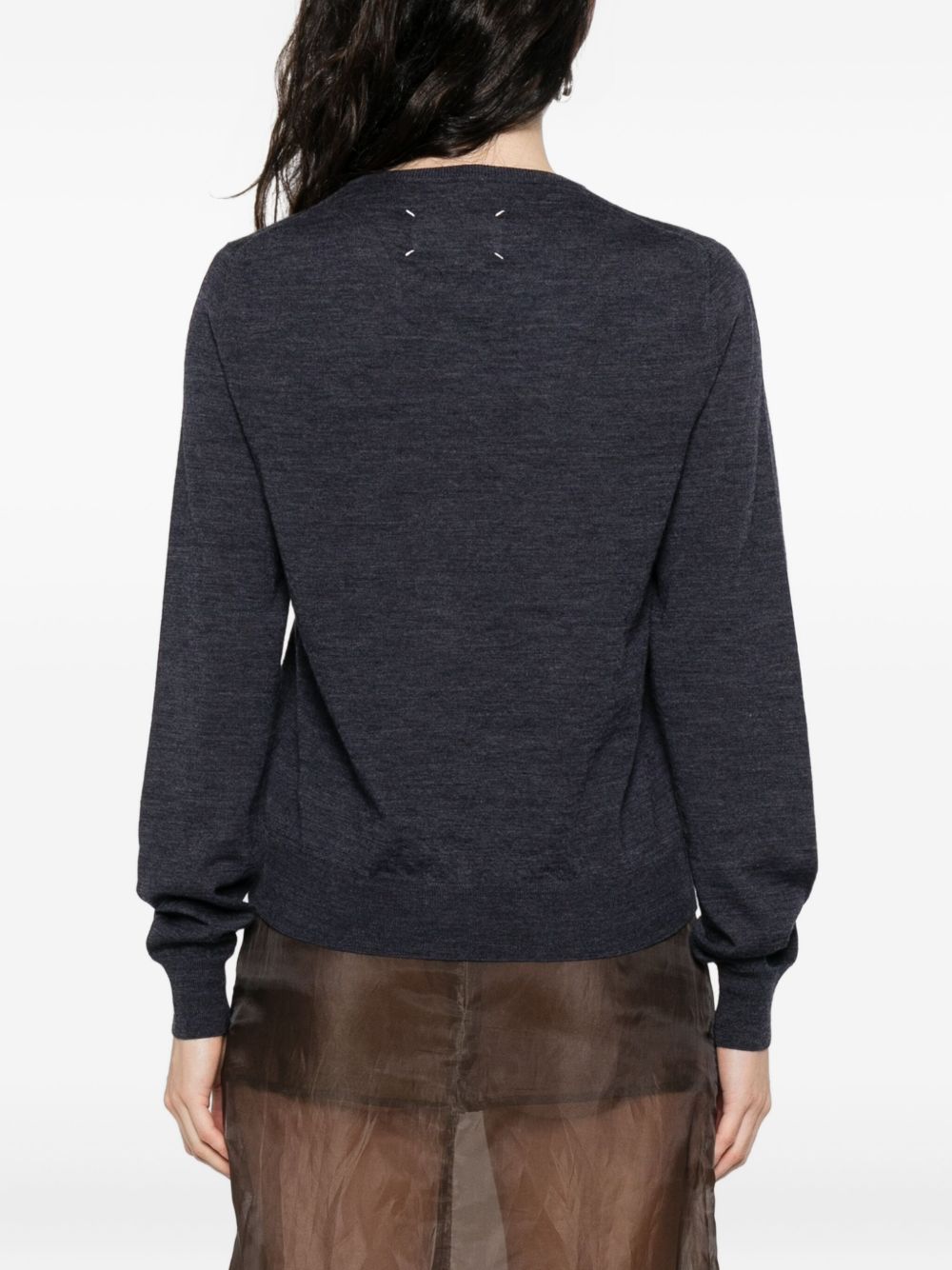 Maison Margiela Wool Crewneck Sweater in Blue Blue