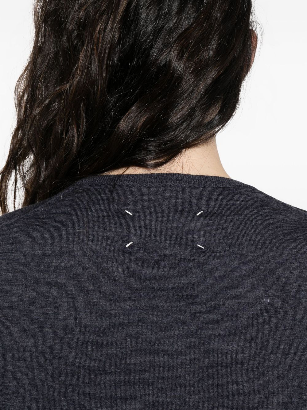 Maison Margiela Wool Crewneck Sweater in Blue Blue