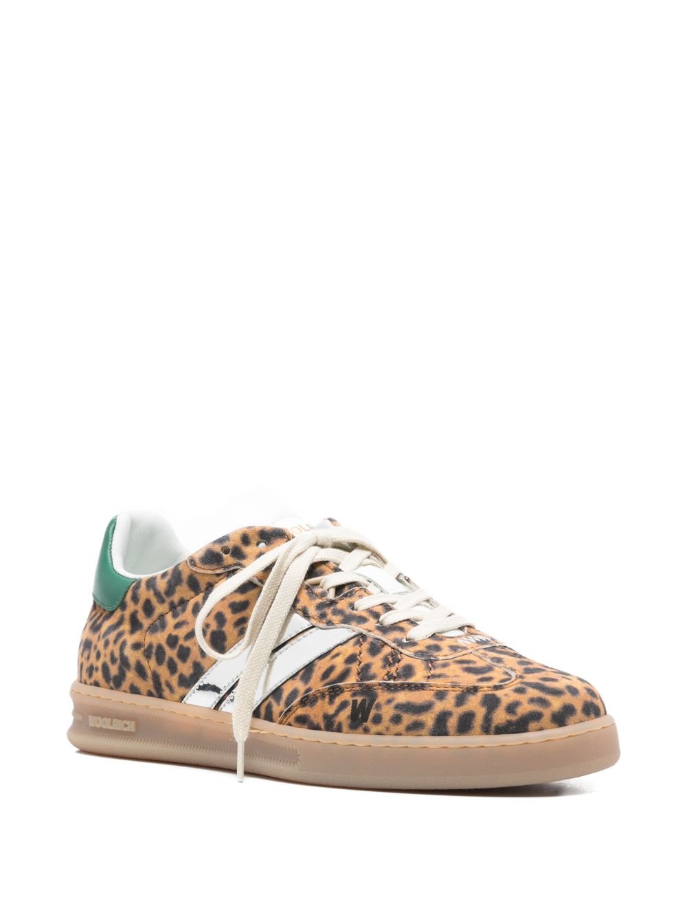 Woolrich Leopard-Print Leather Sneakers Brown