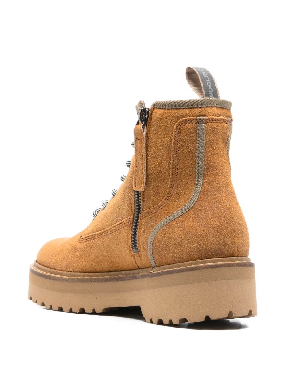 Woolrich Leather Platform Lace-Up Boots Leather Brown