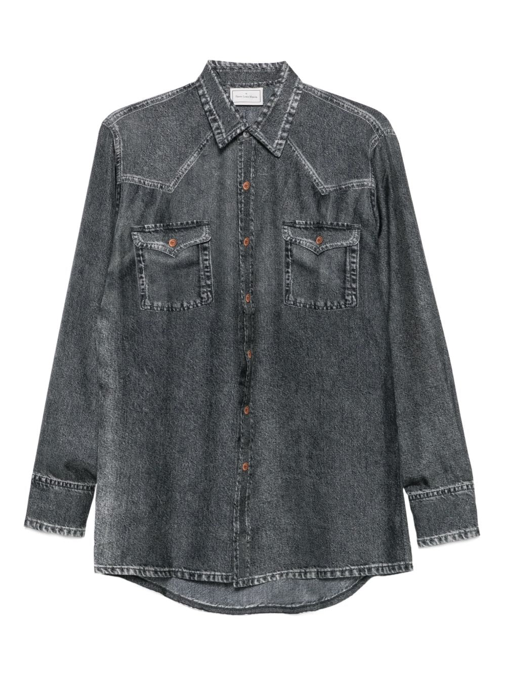 Pierre Louis Mascia Denim Print Silk Shirt Grey