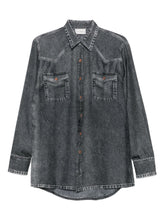 Pierre Louis Mascia Denim Print Silk Shirt Grey