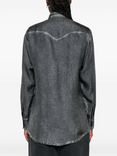 Pierre Louis Mascia Denim Print Silk Shirt Grey