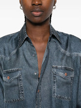 Pierre Louis Mascia Denim Print Silk Shirt Blue