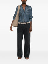 Pierre Louis Mascia Denim Print Silk Shirt Blue