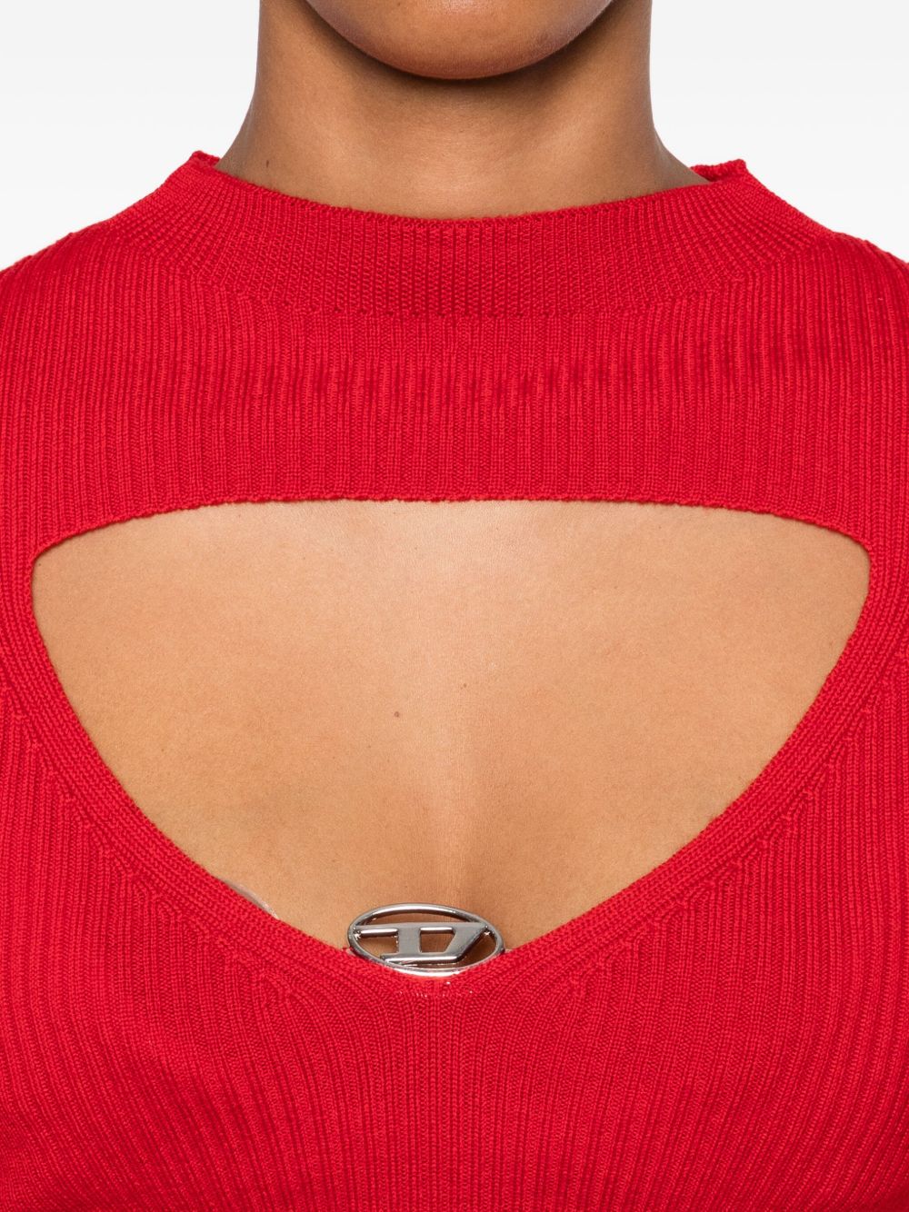 Diesel Ribbed Wool Long-Sleeve Sweater Red