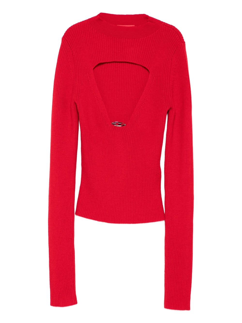 Diesel Ribbed Wool Long-Sleeve Sweater Red