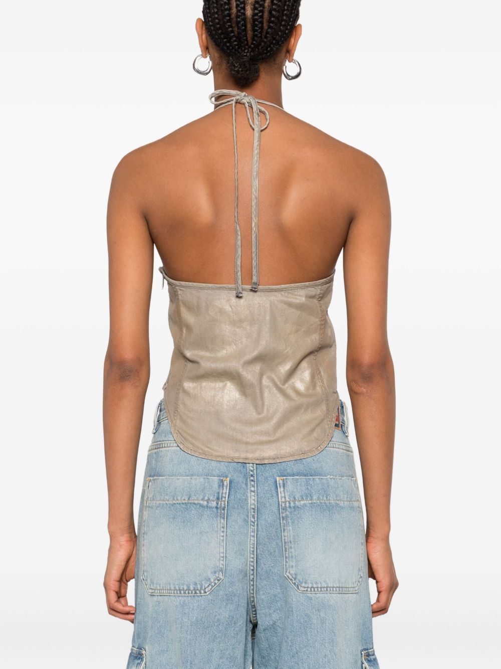 Diesel Metallic Gold-Tone Tie Fastening Top Golden Golden