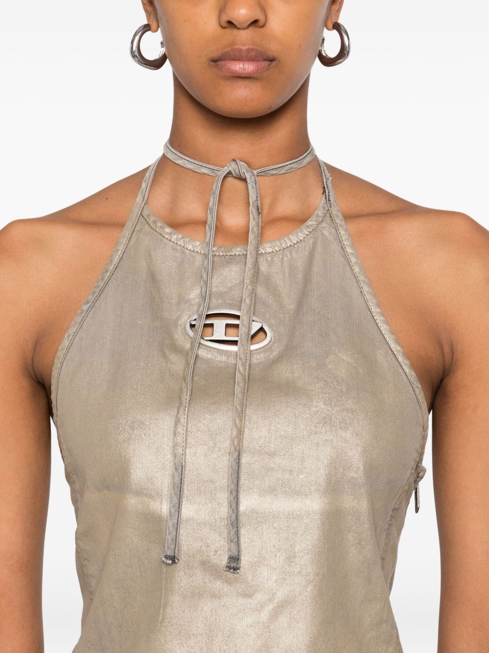 Diesel Metallic Gold-Tone Tie Fastening Top Golden Golden