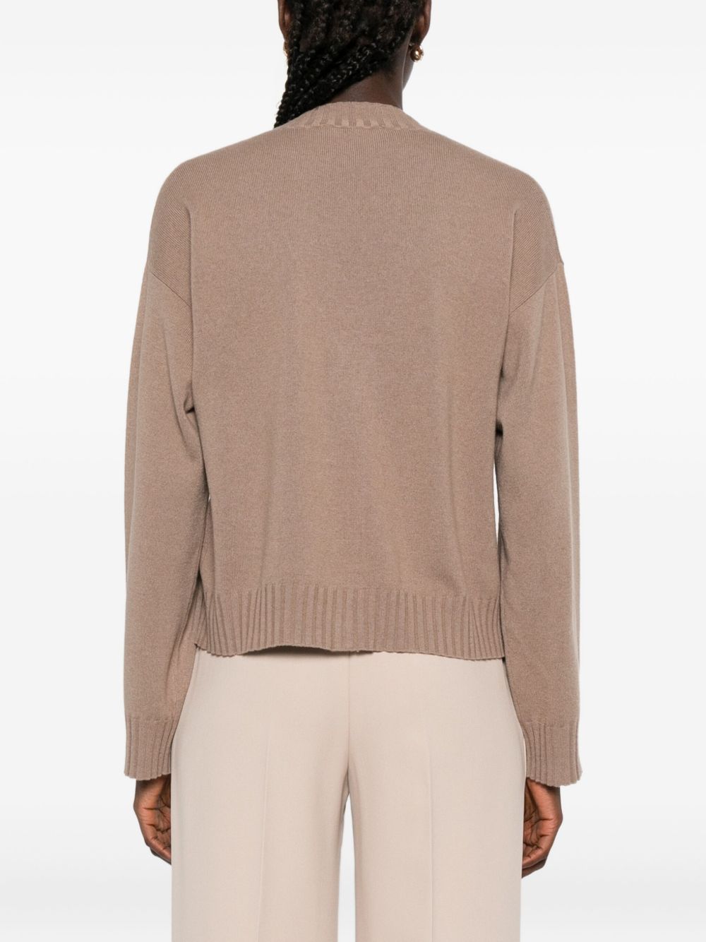 Fabiana Filippi V-neck Button-Fastening Ribbed Wool-Silk Sweater Brown brown