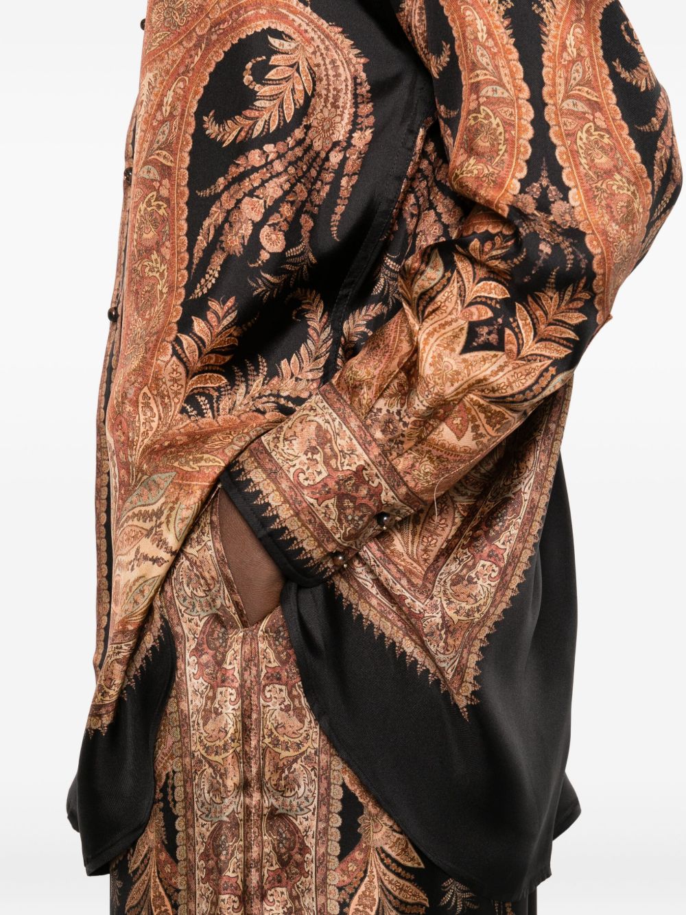Zimmermann Paisley-Print Silk Shirt Black Black