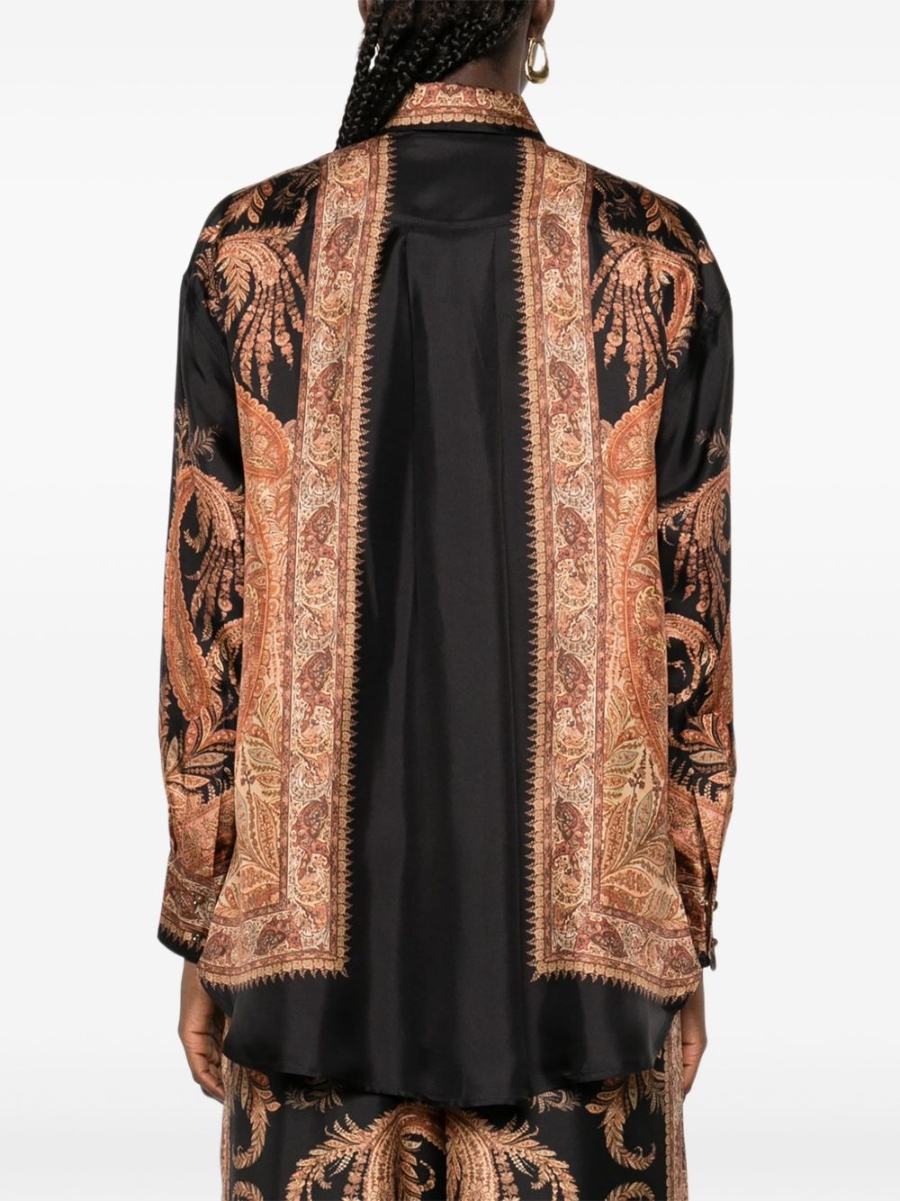 Zimmermann Paisley-Print Silk Shirt Black Black
