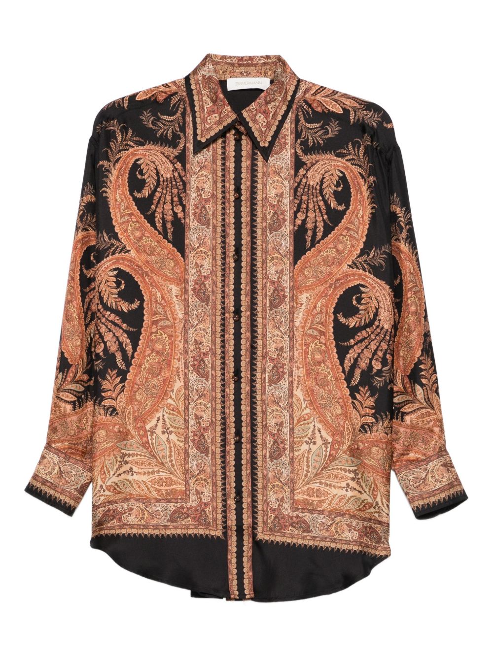 Zimmermann Paisley-Print Silk Shirt Black Black