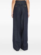 Zimmermann Pleated Wide-Leg Jeans with Gold Buttons Blue