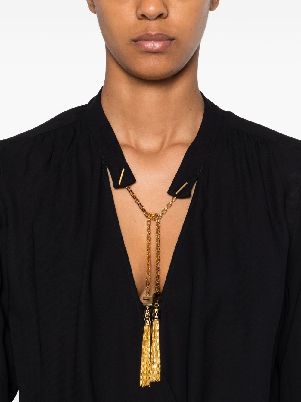 Elisabetta Franchi Long Sleeve Gold Embellished Top Black Black