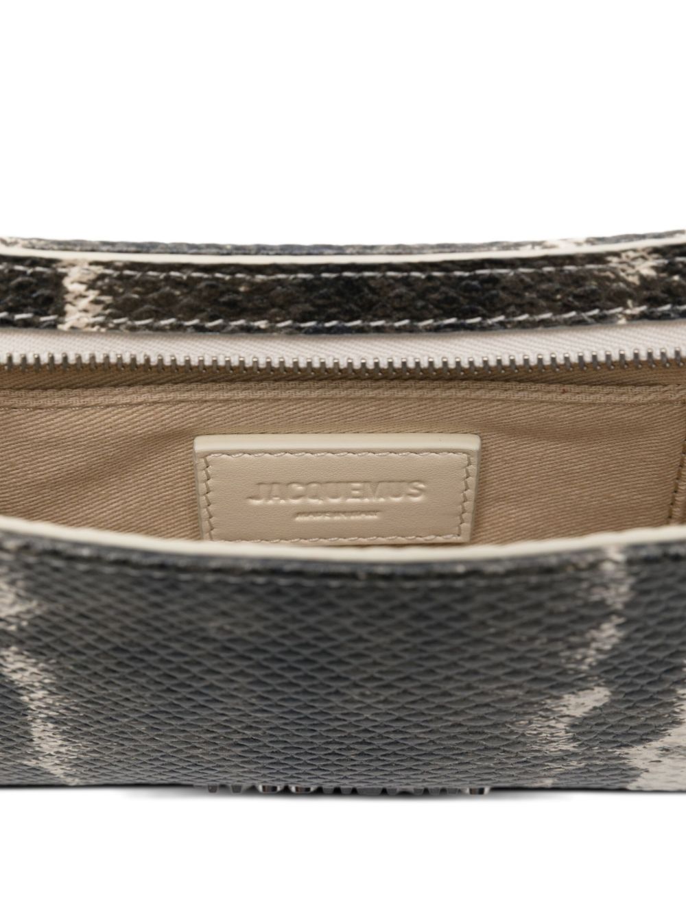 Jacquemus The Bisou Perle Ball-Embellished Curved Leather Shoulder Bag Beige