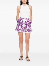 Dolce & Gabbana Maiolica Cotton Print Pleated Shorts Purple