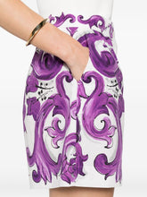 Dolce & Gabbana Maiolica Cotton Print Pleated Shorts Purple