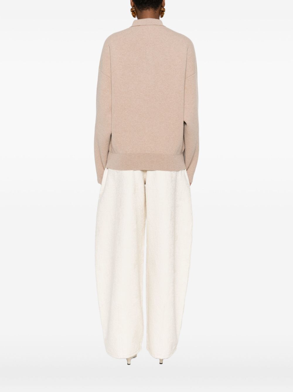 Jacquemus La Maille Vareuse Wool-Cashmere Polo Shirt Beige Beige