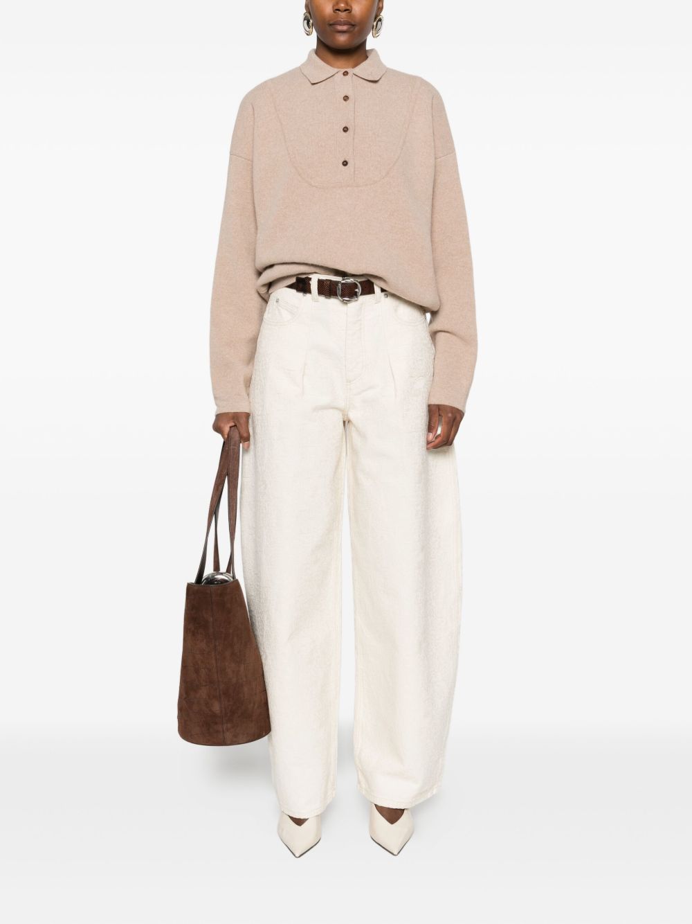 Jacquemus La Maille Vareuse Wool-Cashmere Polo Shirt Beige Beige