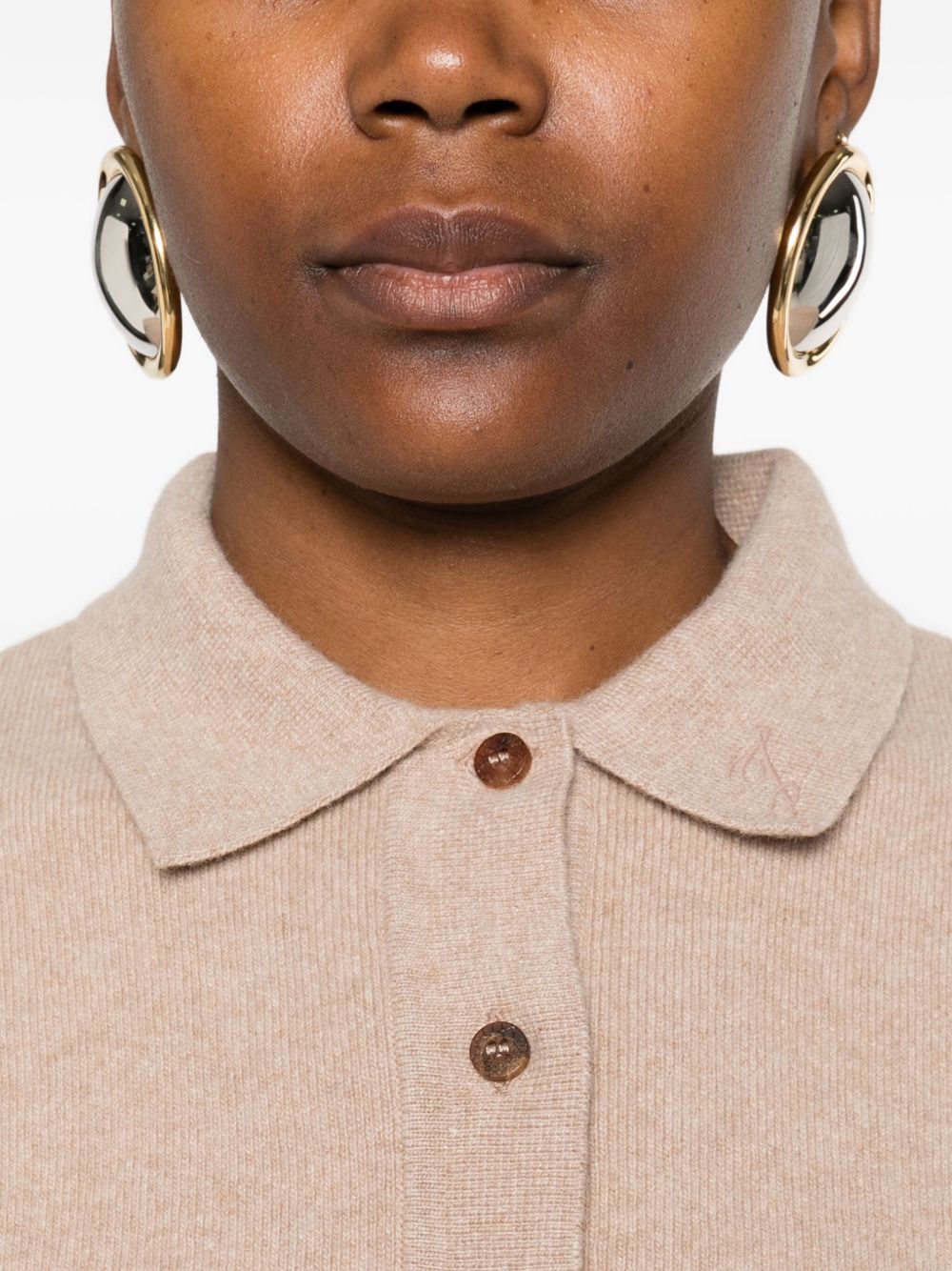 Jacquemus La Maille Vareuse Wool-Cashmere Polo Shirt Beige Beige
