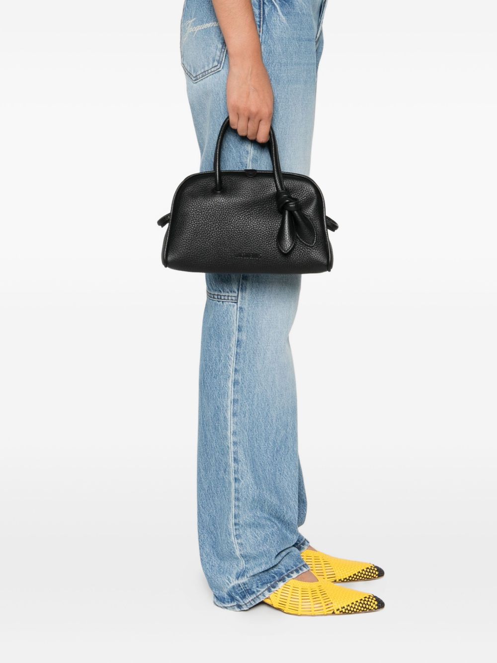 Jacquemus The Small Turismo Calf Leather Tote Bag Black